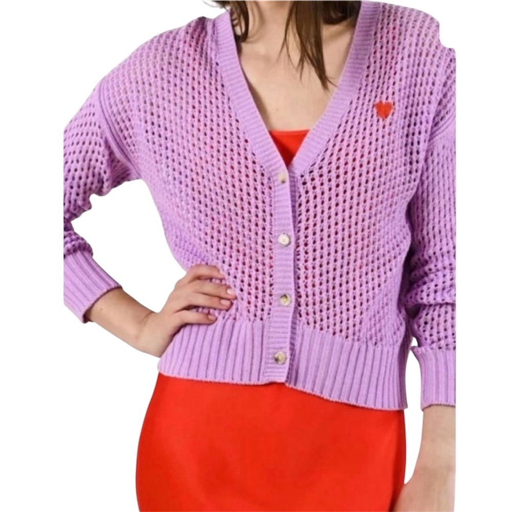 Kerri Rosenthal Liv Cardi in Mesh Lavender Cardigan